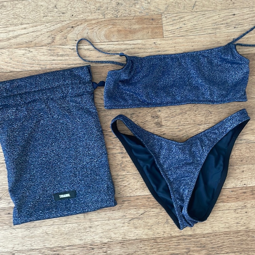 Triangl bikini size small navy blue sparkle
